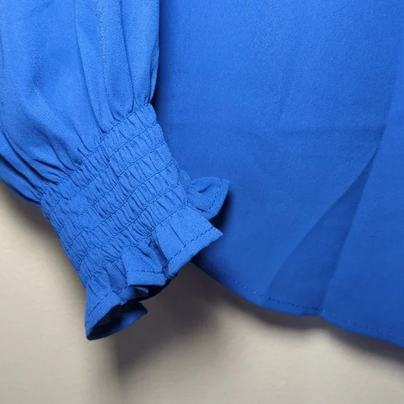 Dokotoo Bishop Sleeve Blouse Royal Blue V-neck NEW Women's Size L - Picture 6 of 6